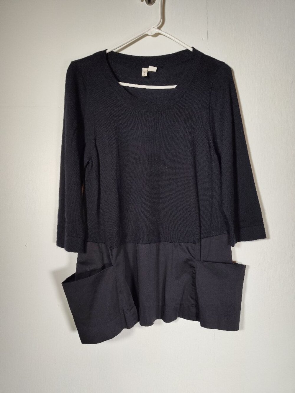 Anthropologie‎ Moth Breezy Point Black Peplum Sweater S